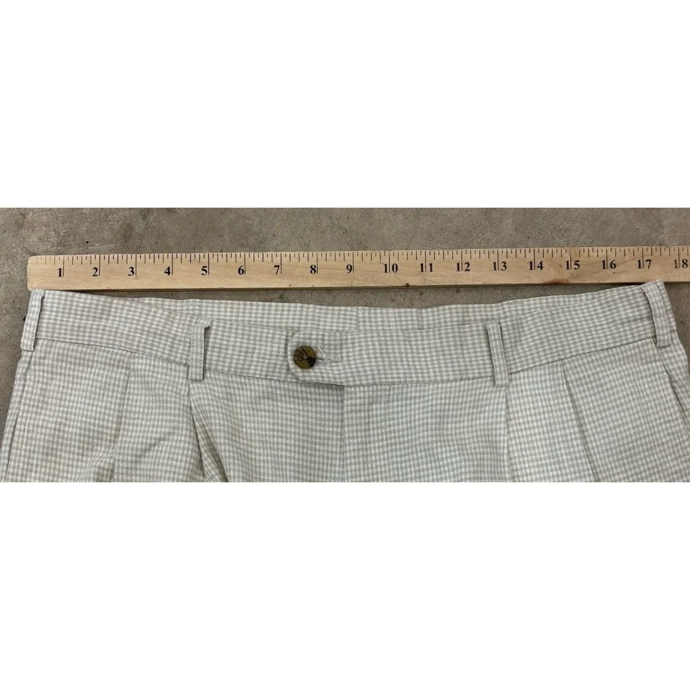 Vtg Tommy Hilfiger Linen Blend Pants Men's 36x30 (34x29) Houndstooth Pleated 90s